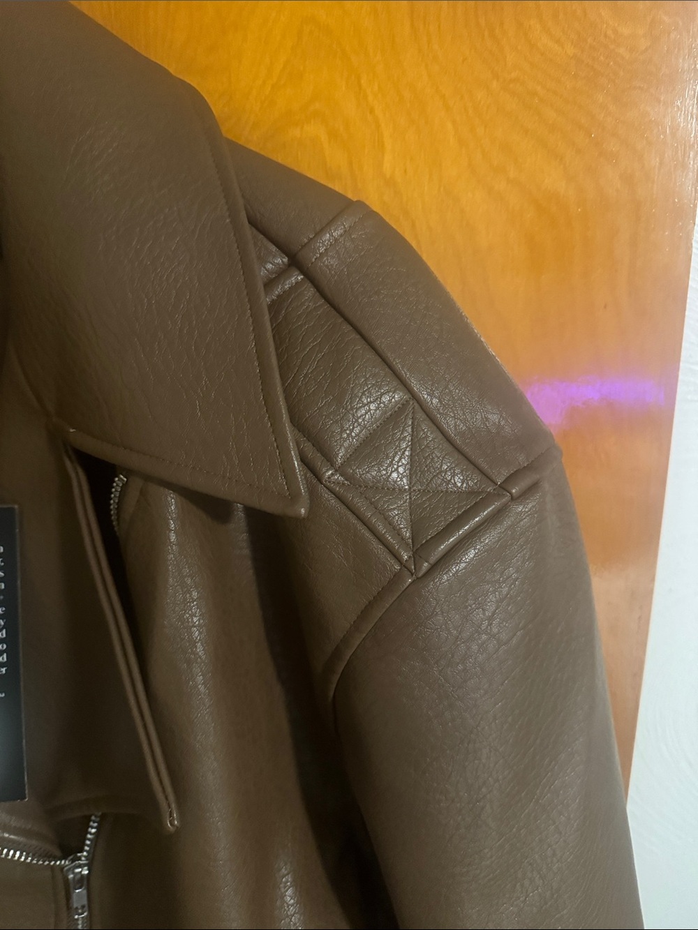 Ashley Graham Faux Leather Jacket Womens 2X Brown - Picture 4 of 7
